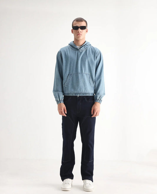 Rare Rabbit Men's Slava Blue Tencel Plain Morris Regular Fit Jeans