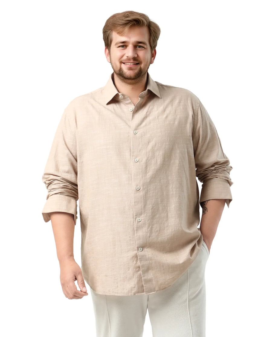Rare Rabbit Men's Sluz Big Beige Cotton Fabric Full Sleeves Collared Neck Button Closure Checks Shirt