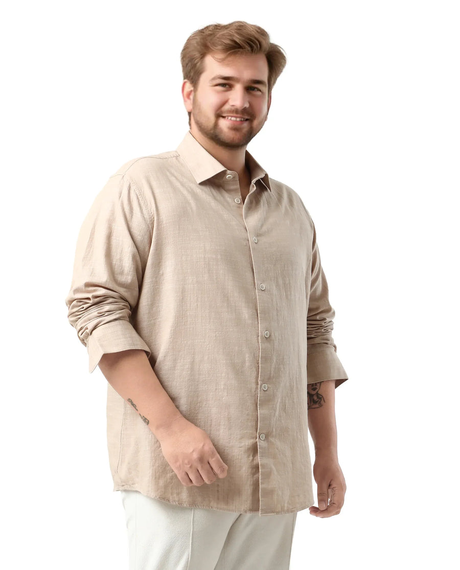 Rare Rabbit Men's Sluz Big Beige Cotton Fabric Full Sleeves Collared Neck Button Closure Checks Shirt