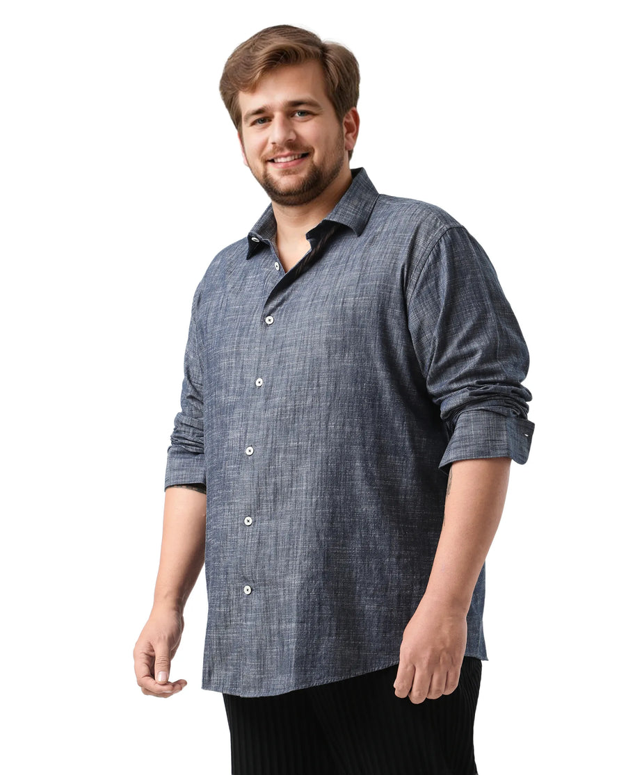 Rare Rabbit Men's Sluz Big Dark Blue Cotton Fabric Full Sleeves Collared Neck Button Closure Checks Shirt