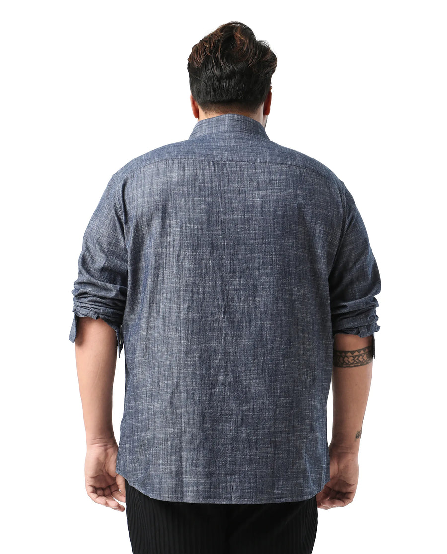 Rare Rabbit Men's Sluz Big Dark Blue Cotton Fabric Full Sleeves Collared Neck Button Closure Checks Shirt