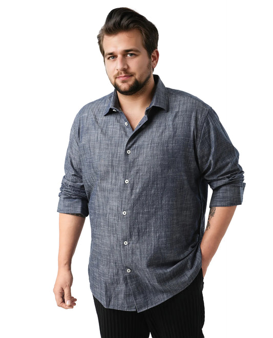 Rare Rabbit Men's Sluz Big Dark Blue Cotton Fabric Full Sleeves Collared Neck Button Closure Checks Shirt