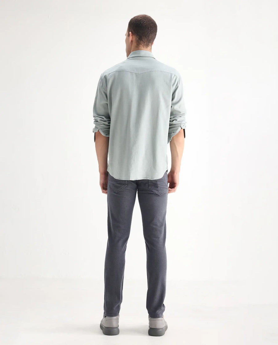 Rare Rabbit Men's Smok Grey Cotton Blend Plain Hawk Slim Fit Jeans