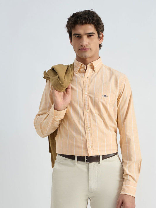 GANT Striped Button-Down Collar Classic Regular Fit Pure Cotton Casual Shirt