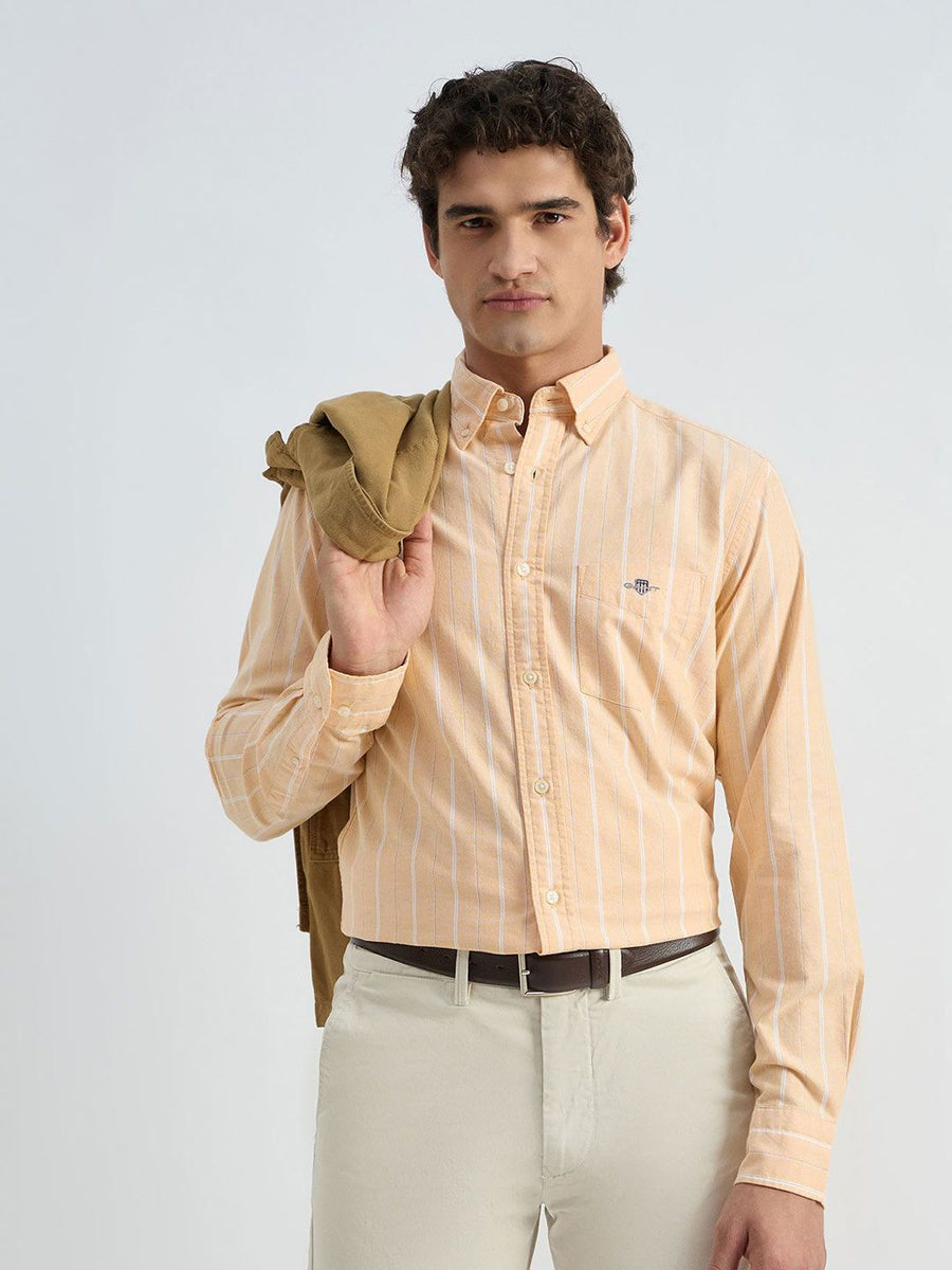 GANT Striped Button-Down Collar Classic Regular Fit Pure Cotton Casual Shirt