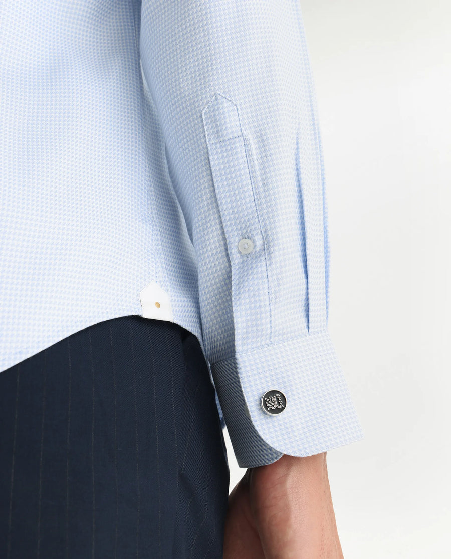 Rare Rabbit Men's Socs Blue Cotton Fabric Full Sleeve Regular Fit Jacquard Shirt