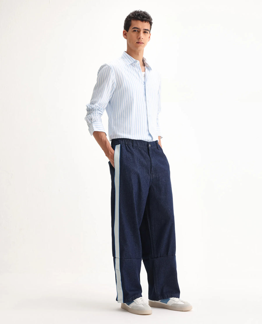 Rare Rabbit Men's Cotton Plain Baggy Fit Jeans