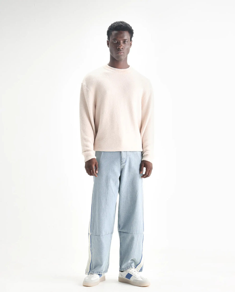 Rare Rabbit Men's Sol Light Blue Cotton Plain Baggy Fit Jeans
