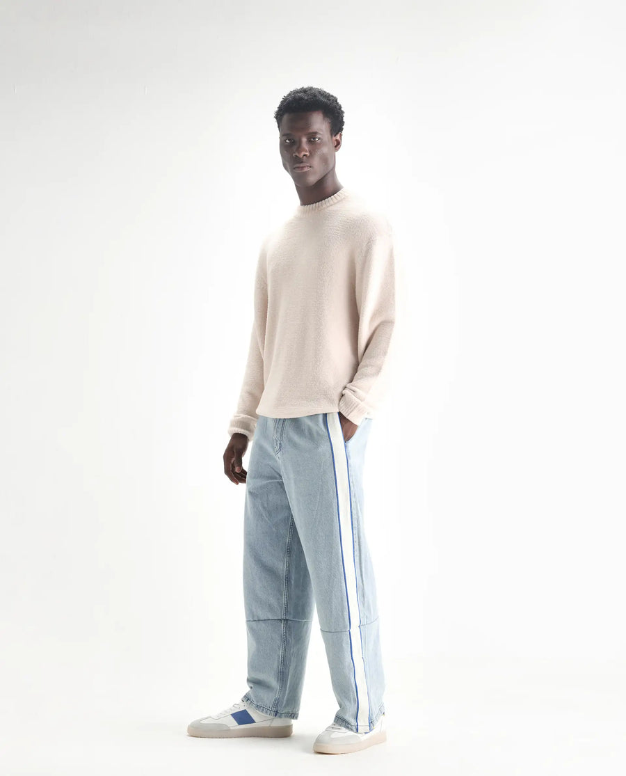 Rare Rabbit Men's Sol Light Blue Cotton Plain Baggy Fit Jeans