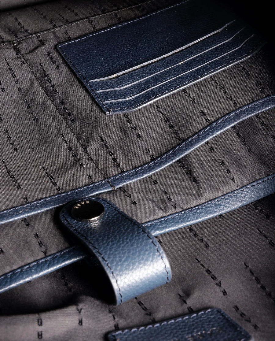 Rare Rabbit Men's Soraf Blue Monogram Print Duffle Bag (Limited Edition)
