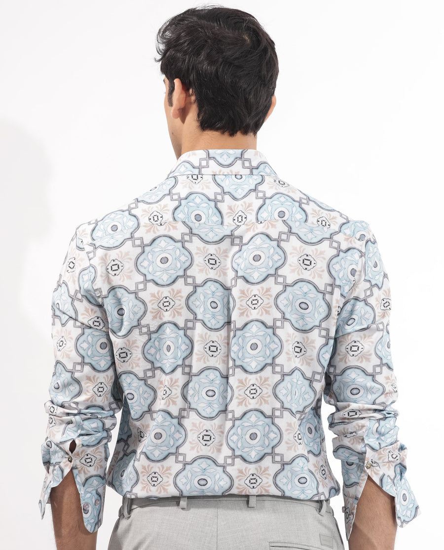 Rare Rabbit Men's Soren Multi Viscose Floral Print Regular Fit Full Sleeve Collared Shirt