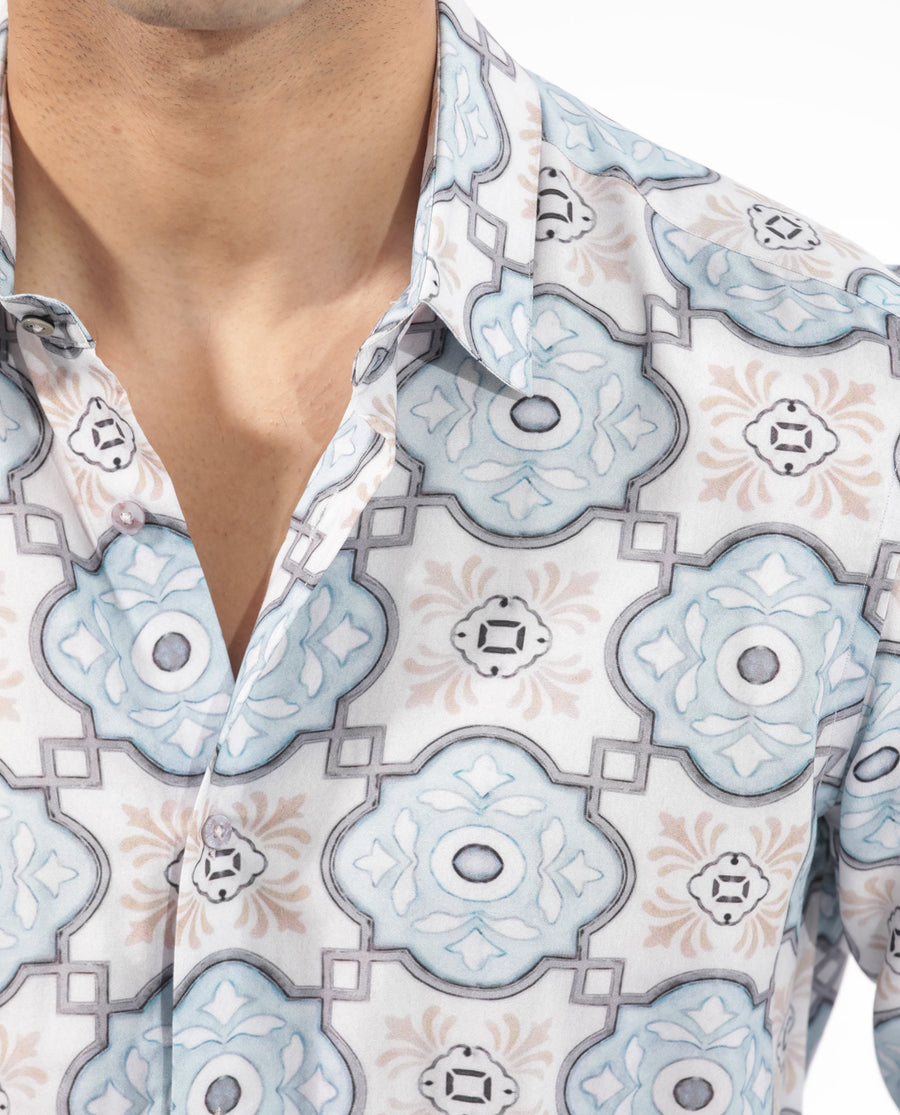 Rare Rabbit Men's Soren Multi Viscose Floral Print Regular Fit Full Sleeve Collared Shirt