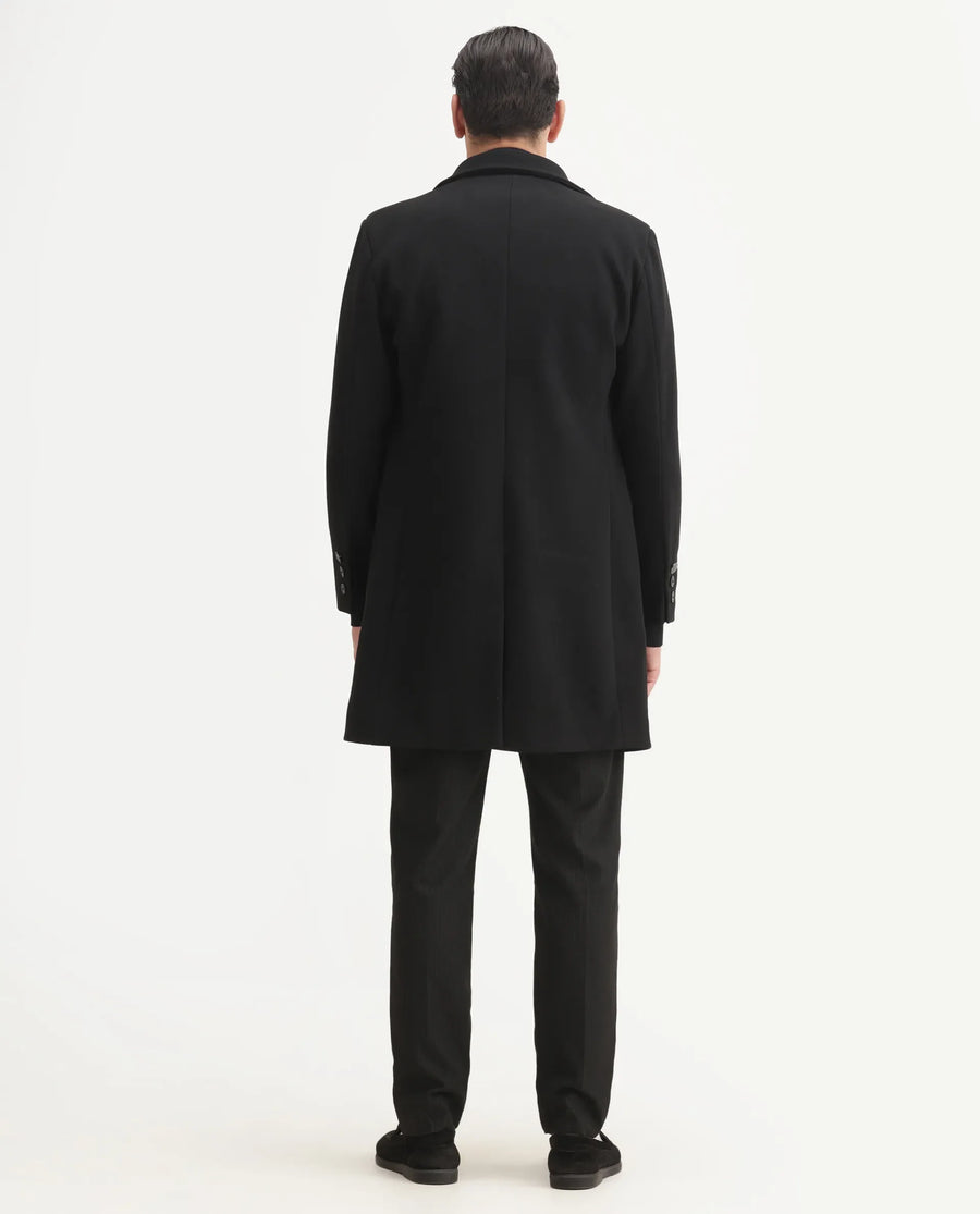 Rare Rabbit Men's Spartan-25 Black Cotton Fabric Collared Neck Relaxed Plain Coat