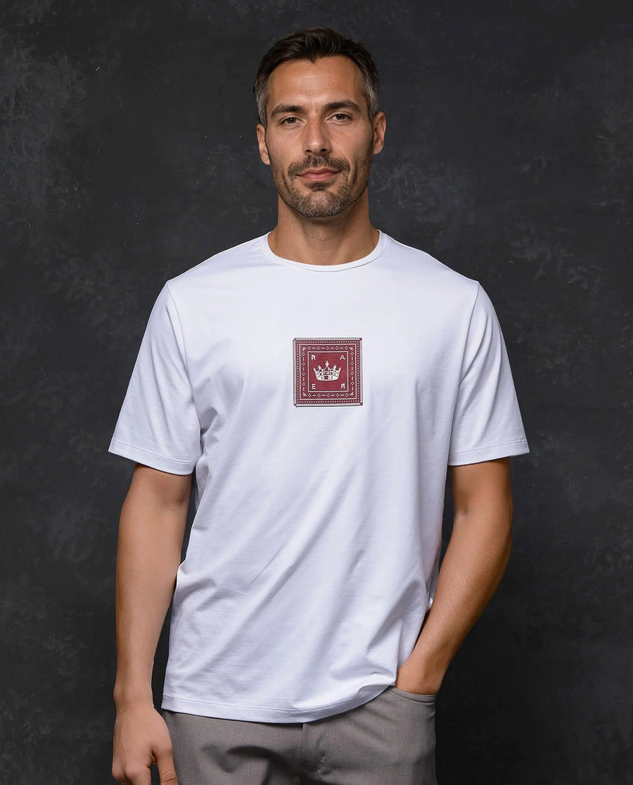 Rare Rabbit Men's Spectre White Cotton Blend Graphic Print Regular Fit Half Sleeve Crew Neck T-Shirt