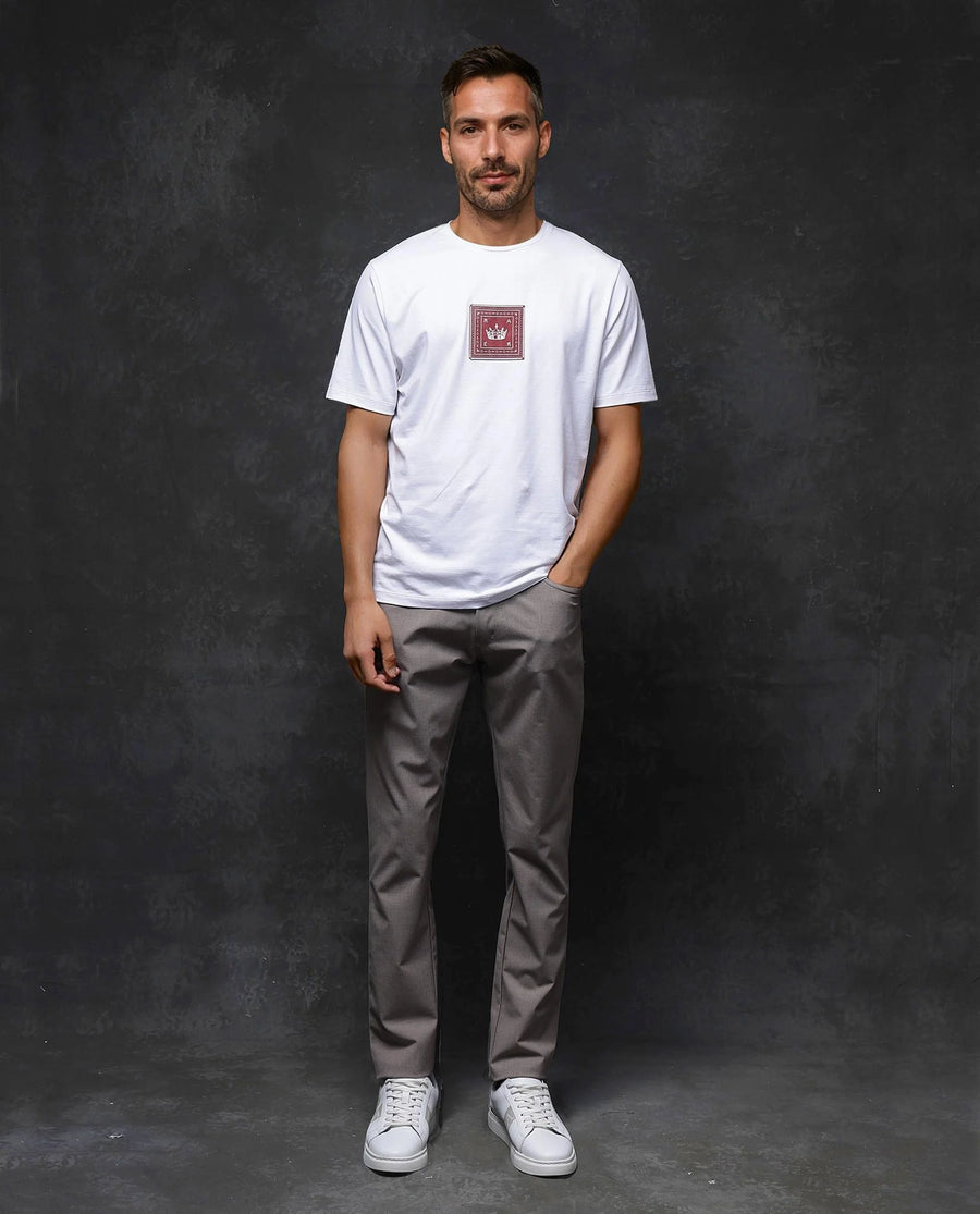 Rare Rabbit Men's Spectre White Cotton Blend Graphic Print Regular Fit Half Sleeve Crew Neck T-Shirt