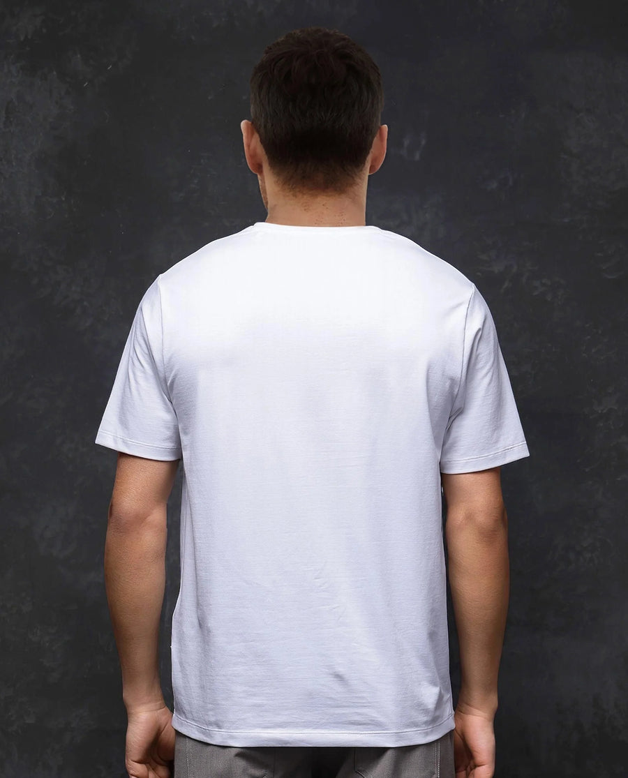 Rare Rabbit Men's Spectre White Cotton Blend Graphic Print Regular Fit Half Sleeve Crew Neck T-Shirt