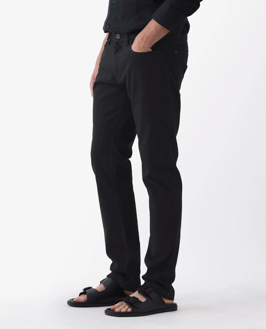 Rare Rabbit Men's Spoke 24 Black Cotton Blend Plain Regular Fit Trouser