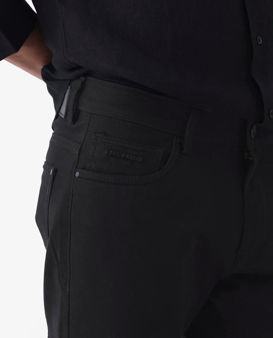 Rare Rabbit Men's Spoke 24 Black Cotton Blend Plain Regular Fit Trouser