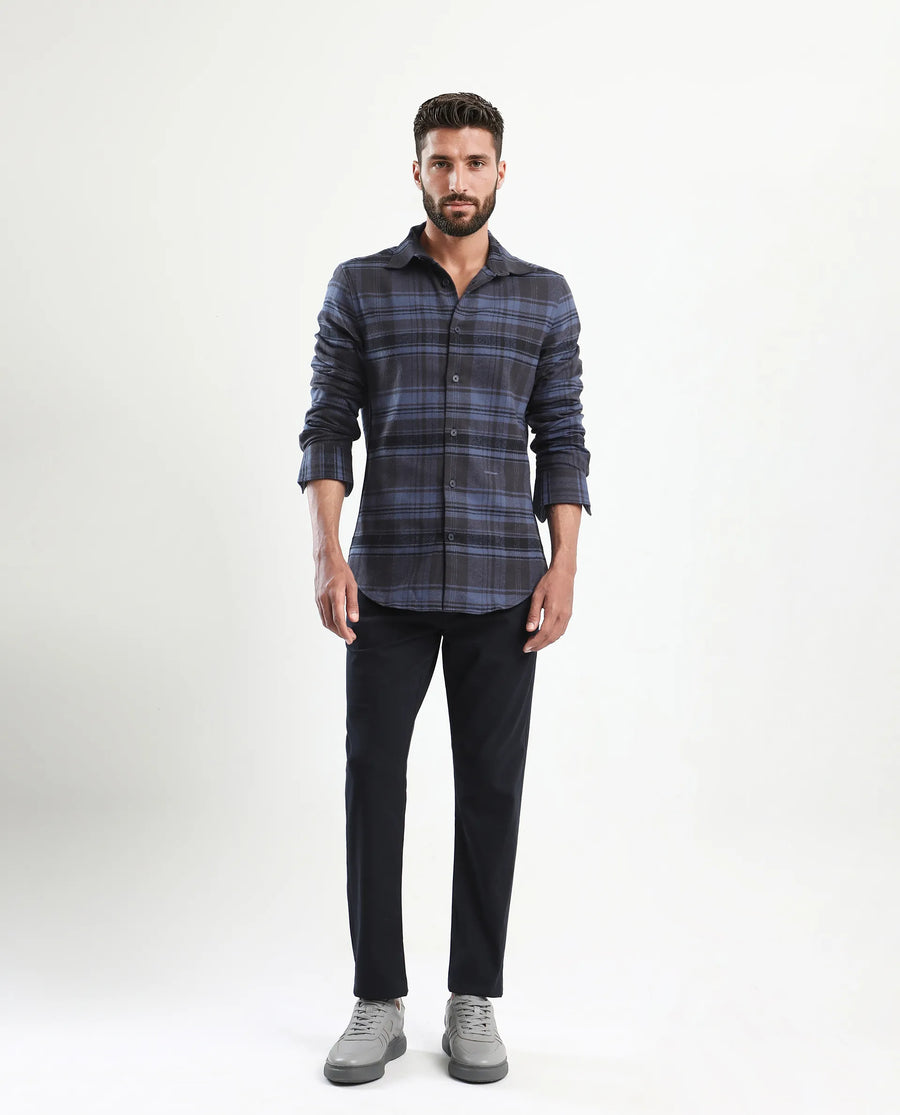 Rare Rabbit Men's Spoke-Aw25 Navy Cotton Blend Plain Regular Fit Trouser