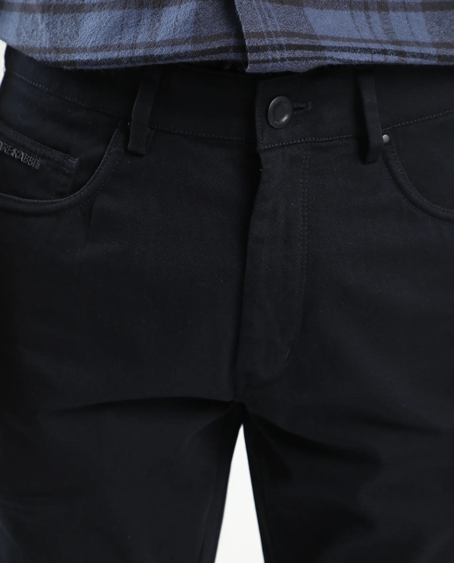 Rare Rabbit Men's Spoke-Aw25 Navy Cotton Blend Plain Regular Fit Trouser