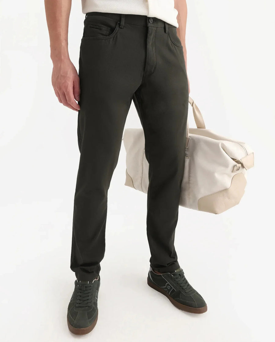 Rare Rabbit Men's Spoke-Aw25 Dark Green Cotton Blend Plain Regular Fit Trouser