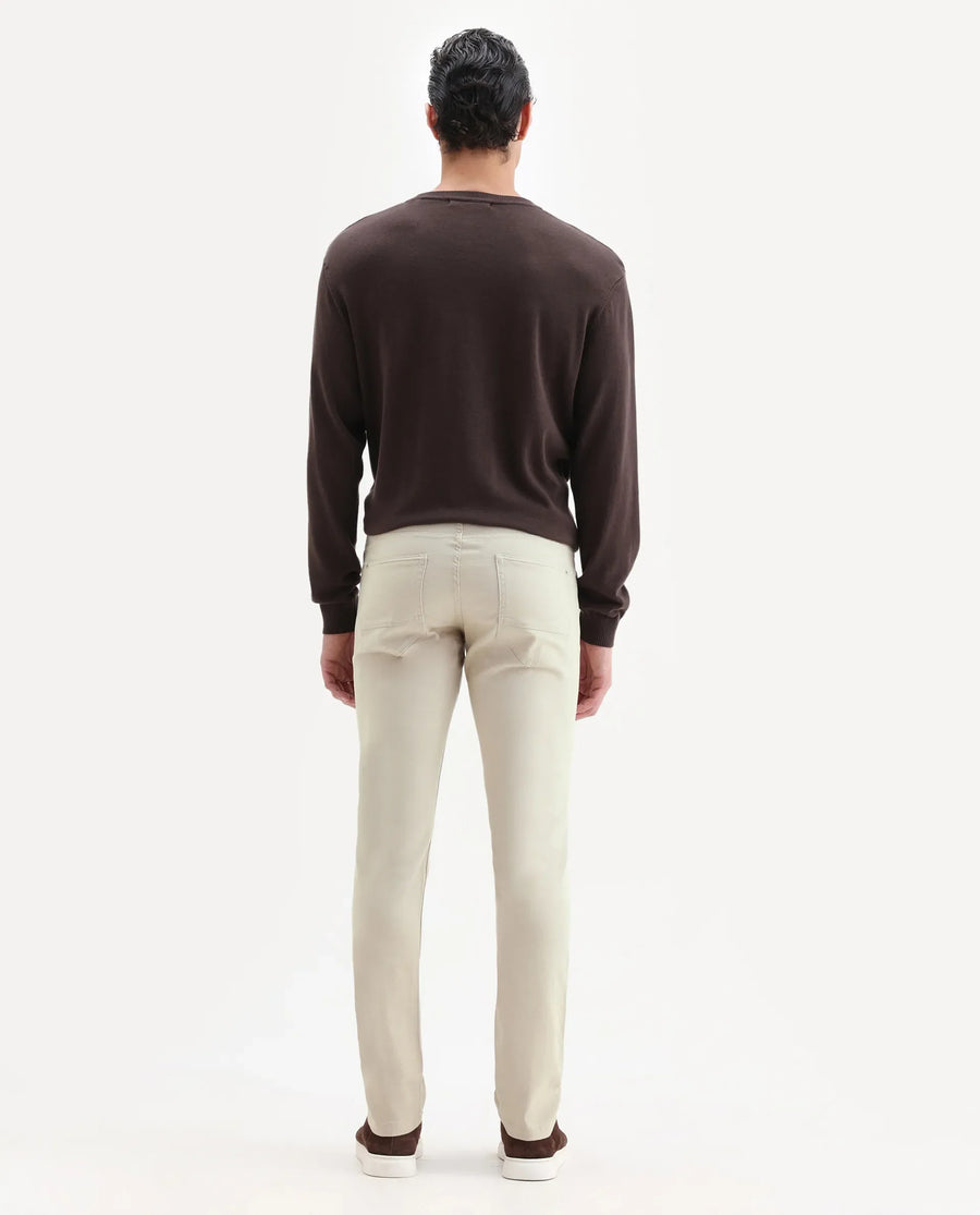 Rare Rabbit Men's Spoke Beige Cotton Plain Regular Fit Trouser