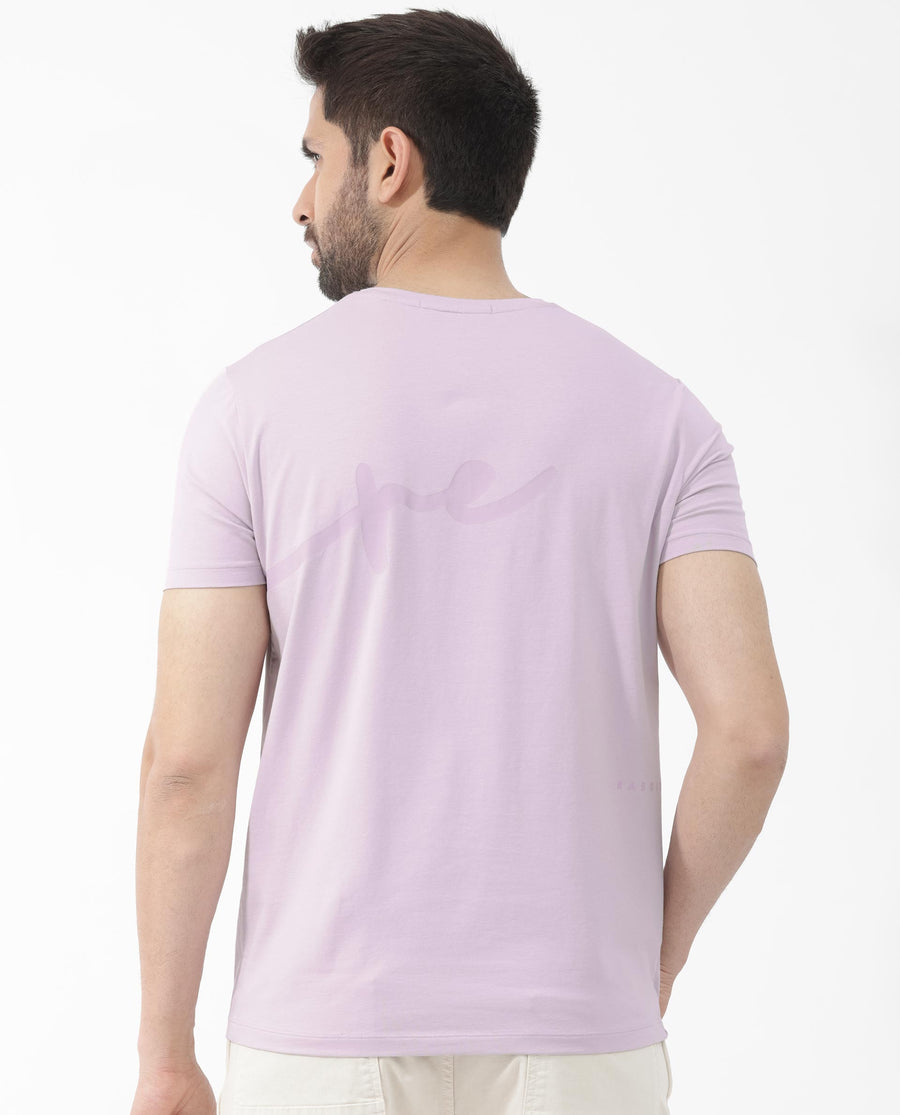 Rare Rabbit Men's Stamp 2 Dusky Pink Cotton Blend Graphic Print Regular Fit Half Sleeve Crew Neck T-Shirt