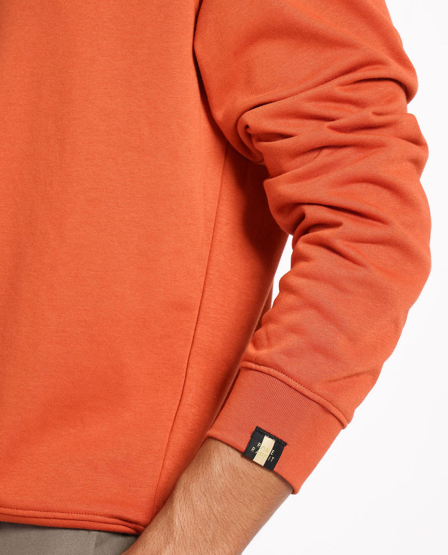 Rare Rabbit Men's Cerdon Rust Cotton Graphic Print Regular Fit Full Sleeve Crew Neck Sweatshirt
