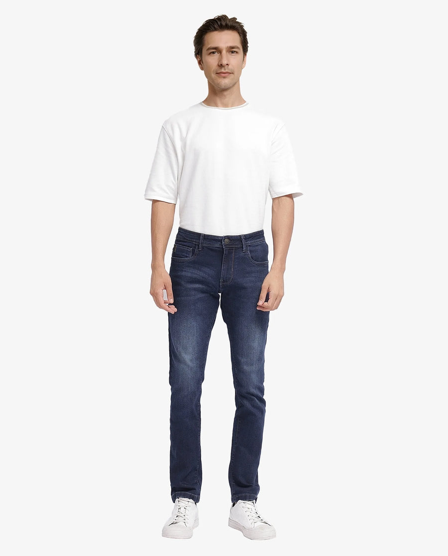 Rare Rabbit Men's Cotton Blend Plain Hawk Slim Fit Jeans