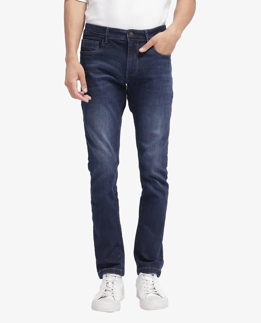 Rare Rabbit Men's Cotton Blend Plain Hawk Slim Fit Jeans