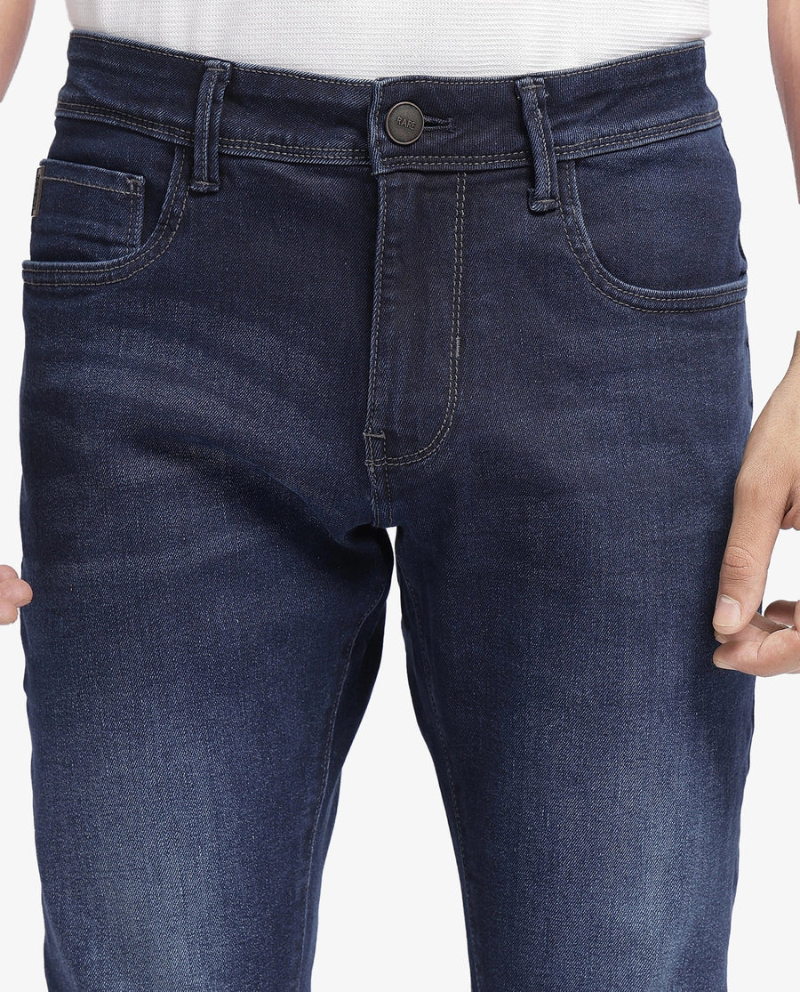 Rare Rabbit Men's Cotton Blend Plain Hawk Slim Fit Jeans
