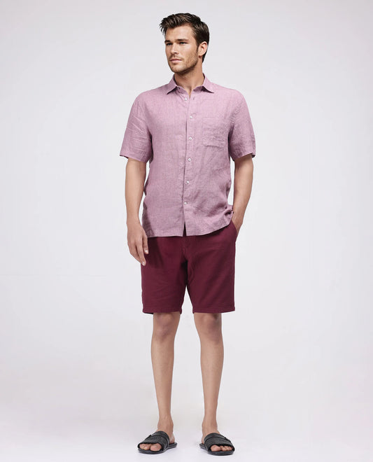 Rare Rabbit Men's Steo Maroon Cotton Blend Plain Relaxed Fit Shorts