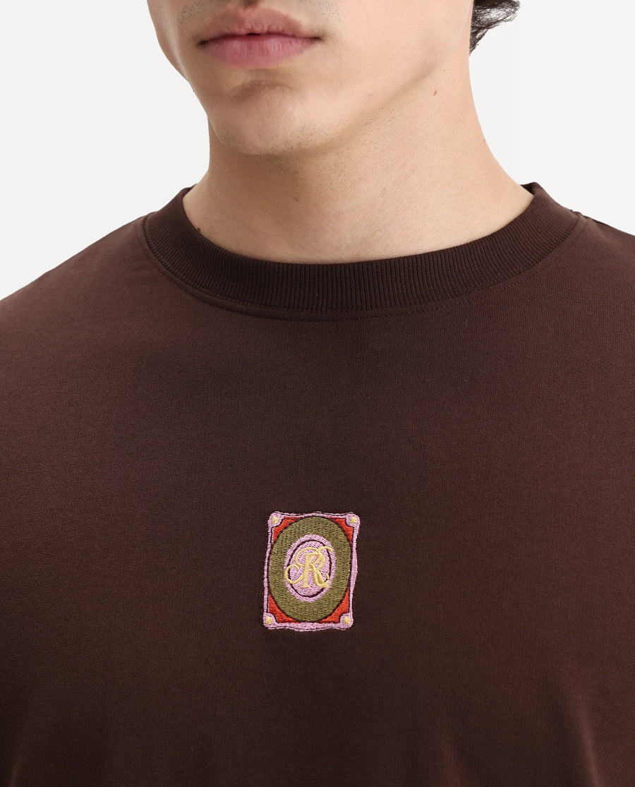 Rare Rabbit Men's Sues Brown Cotton Graphic Print Oversized Fit Half Sleeve Crew Neck T-Shirt