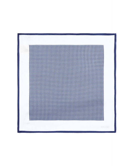 Rare Rabbit Men's Cann Blue Silk Fabric Houndstooth Print Pocket Square