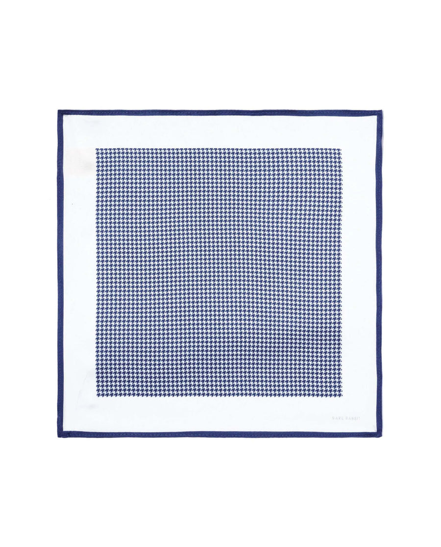Rare Rabbit Men's Cann Blue Silk Fabric Houndstooth Print Pocket Square