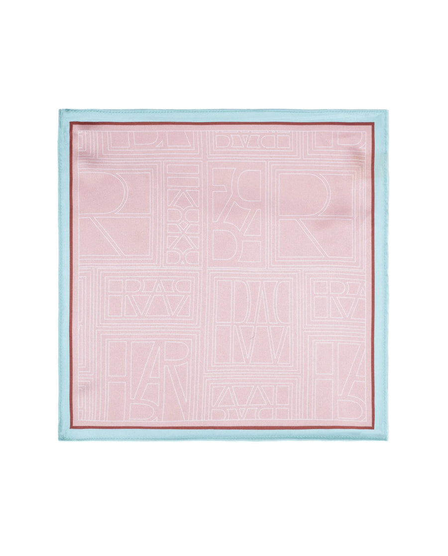 Rare Rabbit Men's Dani Light Pink Silk Fabric Monogram Print Pocket Square