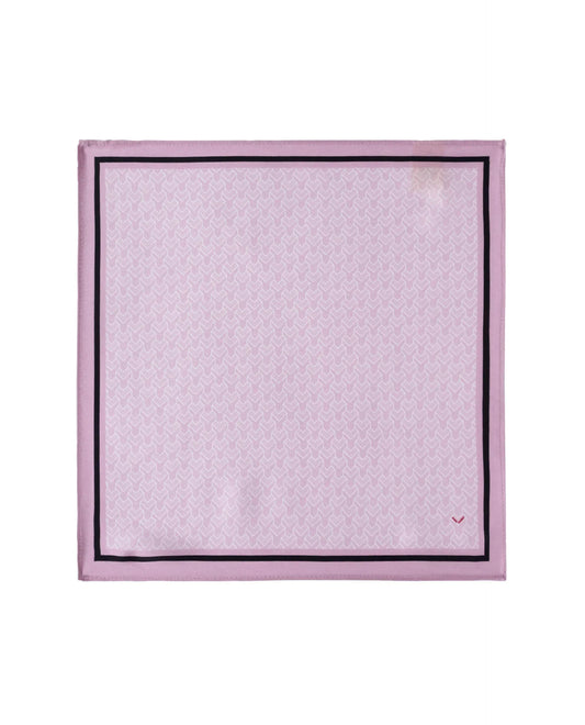 Rare Rabbit Men's Noaa Pink Silk Fabric Monogram Print Pocket Square