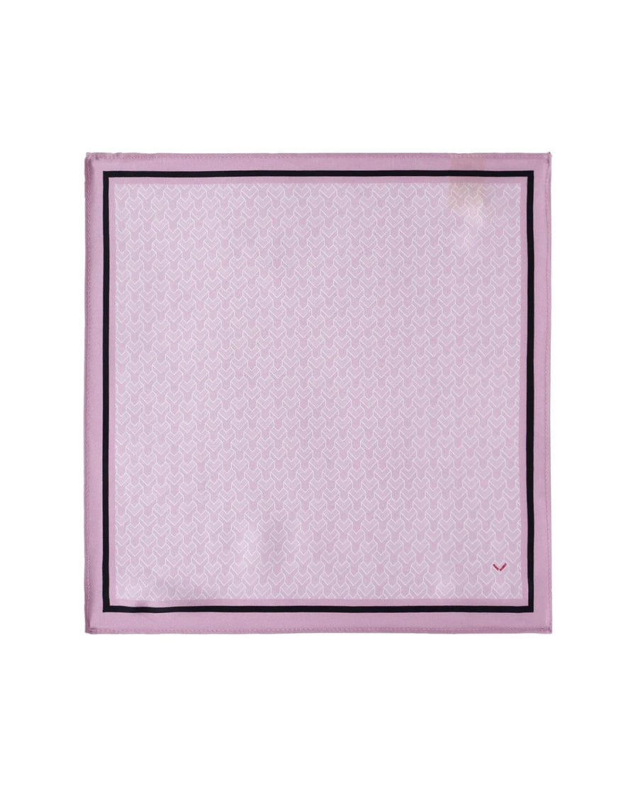 Rare Rabbit Men's Noaa Pink Silk Fabric Monogram Print Pocket Square