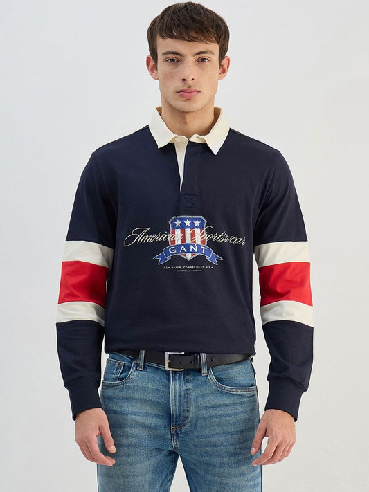 GANT Men Brand Logo Colourblocked Polo Collar T-shirt