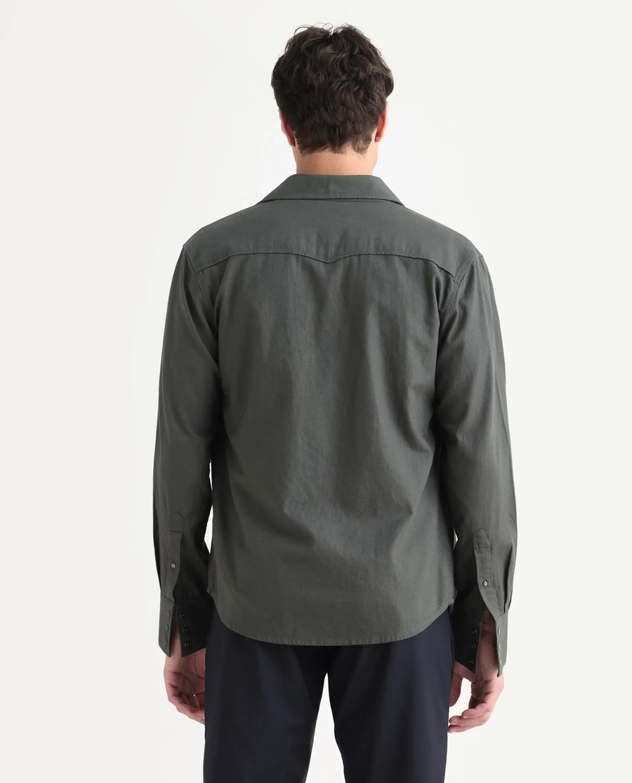 Rare Rabbit Men's Taison-25 Dark Grey Cotton Plain Regular Fit Full Sleeve Collared Shirt