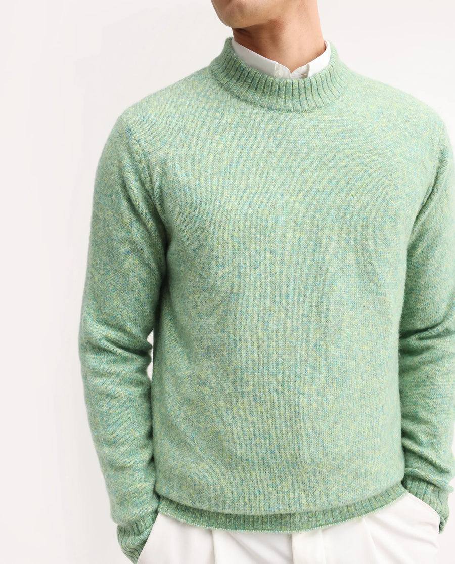 Rare Rabbit Men's Tali Dusky Green Cotton Plain Regular Fit Full Sleeve Crew Neck Sweater