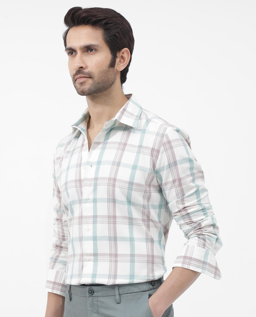 Rare Rabbit Men's Tanner Dusky Pink Cotton Checked Print Regular Fit Full Sleeve Collared Shirt