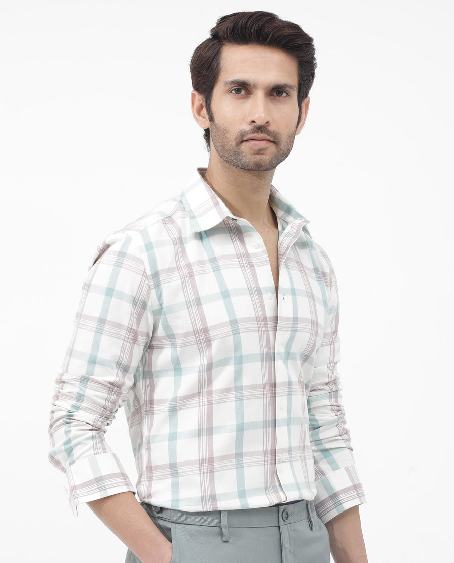 Rare Rabbit Men's Tanner Dusky Pink Cotton Checked Print Regular Fit Full Sleeve Collared Shirt
