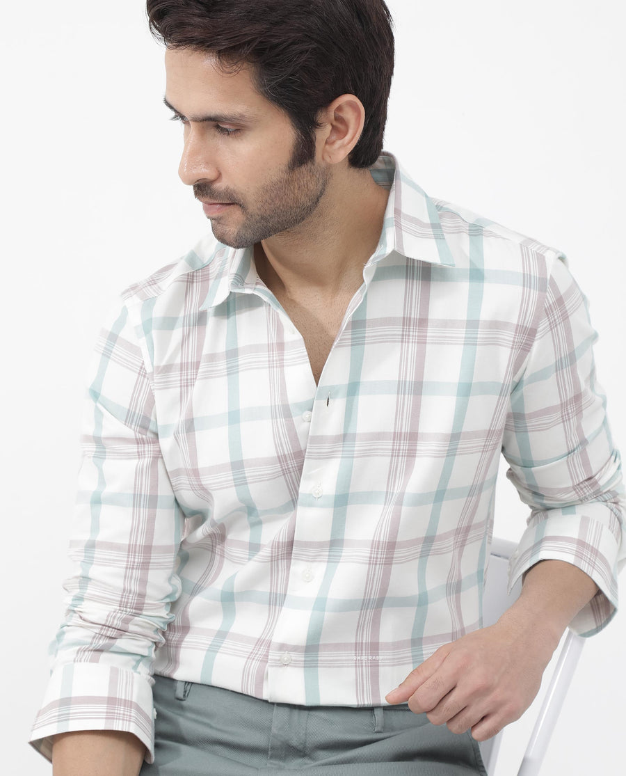 Rare Rabbit Men's Tanner Dusky Pink Cotton Checked Print Regular Fit Full Sleeve Collared Shirt