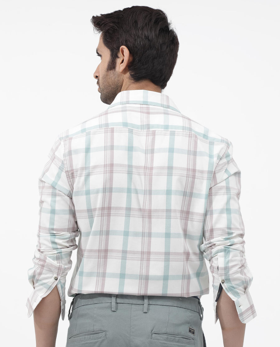 Rare Rabbit Men's Tanner Dusky Pink Cotton Checked Print Regular Fit Full Sleeve Collared Shirt