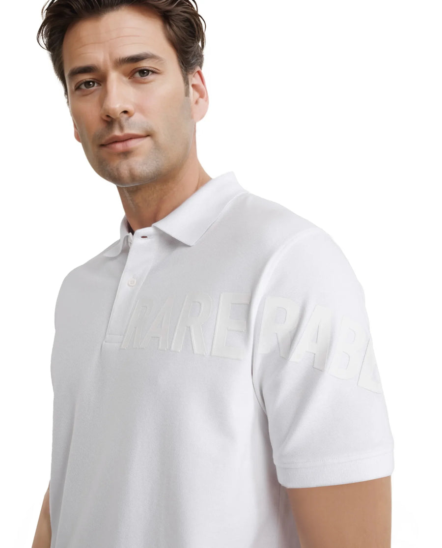 Rare Rabbit Men's Taro White Cotton Plain Regular Fit Half Sleeve Polo