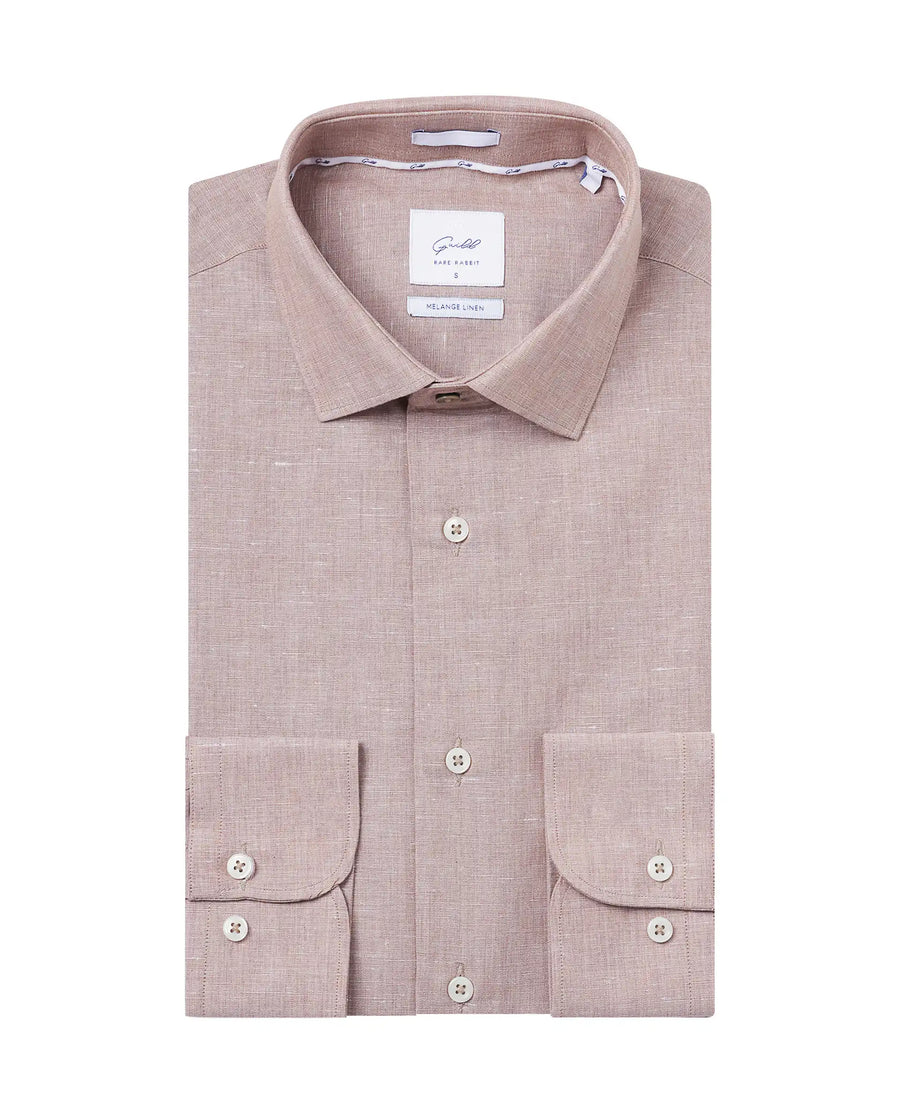 Rare Rabbit Men's Tempa Dusky Peach Cotton Plain Regular Fit Full Sleeve Collared Shirt