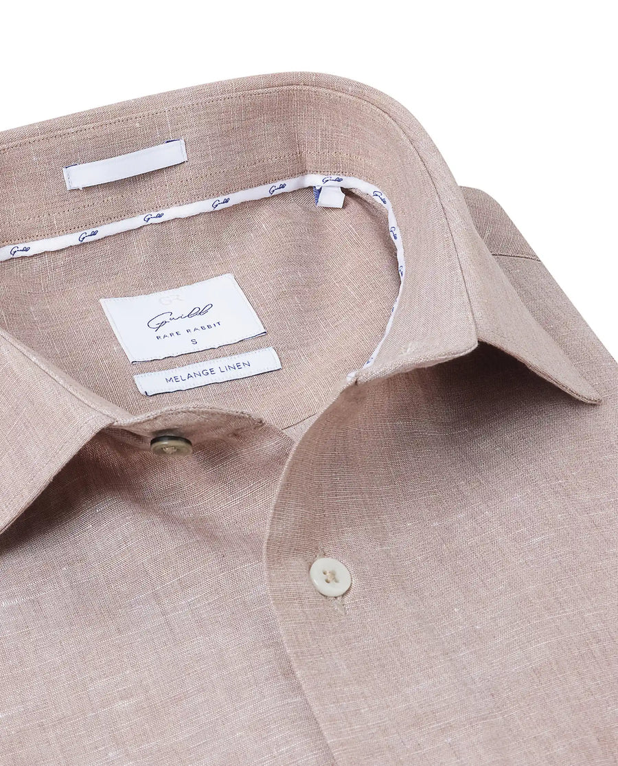 Rare Rabbit Men's Tempa Dusky Peach Cotton Plain Regular Fit Full Sleeve Collared Shirt