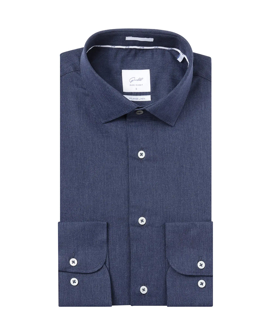 Rare Rabbit Men's Tempa Navy Cotton Plain Regular Fit Full Sleeve Collared Shirt