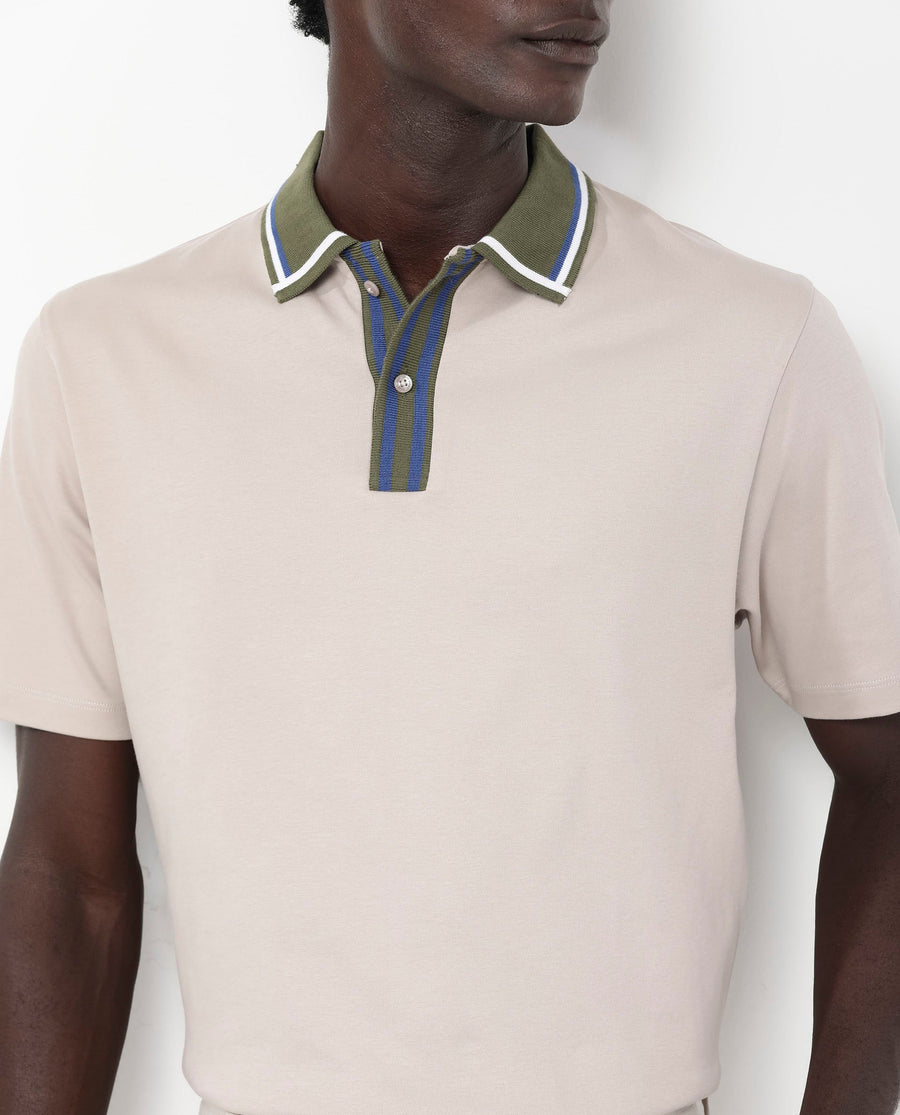 Rare Rabbit Men's Territ Beige Cotton Plain Regular Fit Half Sleeve Polo